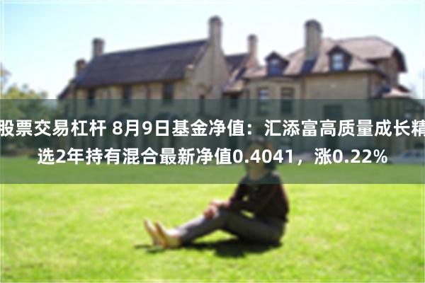 股票交易杠杆 8月9日基金净值：汇添富高质量成长精选2年持有混合最新净值0.4041，涨0.22%