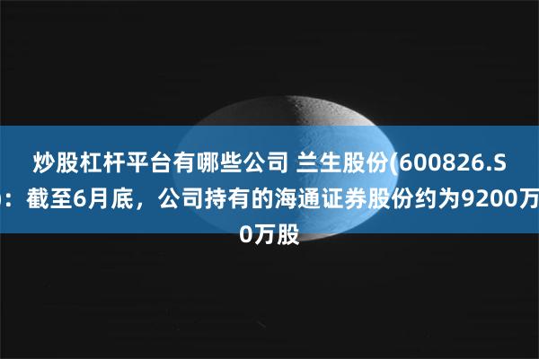 炒股杠杆平台有哪些公司 兰生股份(600826.SH)：截至6月底，公司持有的海通证券股份约为9200万股