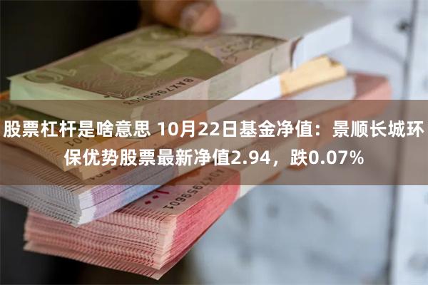 股票杠杆是啥意思 10月22日基金净值：景顺长城环保优势股票最新净值2.94，跌0.07%