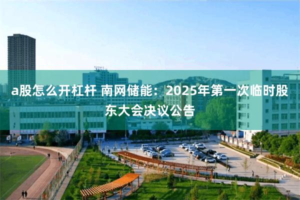 a股怎么开杠杆 南网储能：2025年第一次临时股东大会决议公告